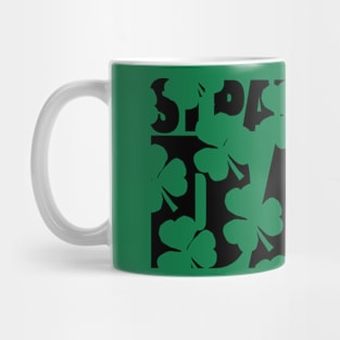 St Patricks Day Typography Black Shamrock Mug